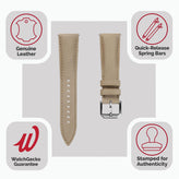 Whitby Vintage Padded Leather Watch Strap - Beige