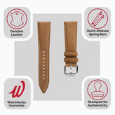 Whitby Vintage Padded Leather Watch Strap - Light Brown