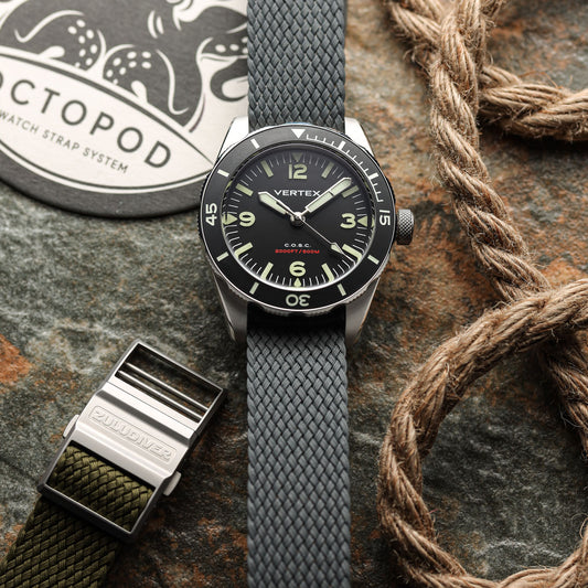 ZULUDIVER Perlon Nylon OctoPod Watch Strap - Granite on Vertex MP45