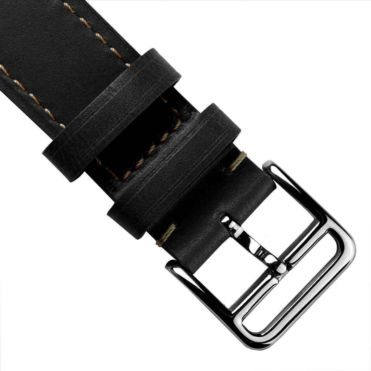 Brixham Special Buckle Classic Leather Watch Strap - Black