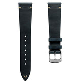 Genuine Horween Chromexcel® V-Stitch Leather Watch Strap - Blue