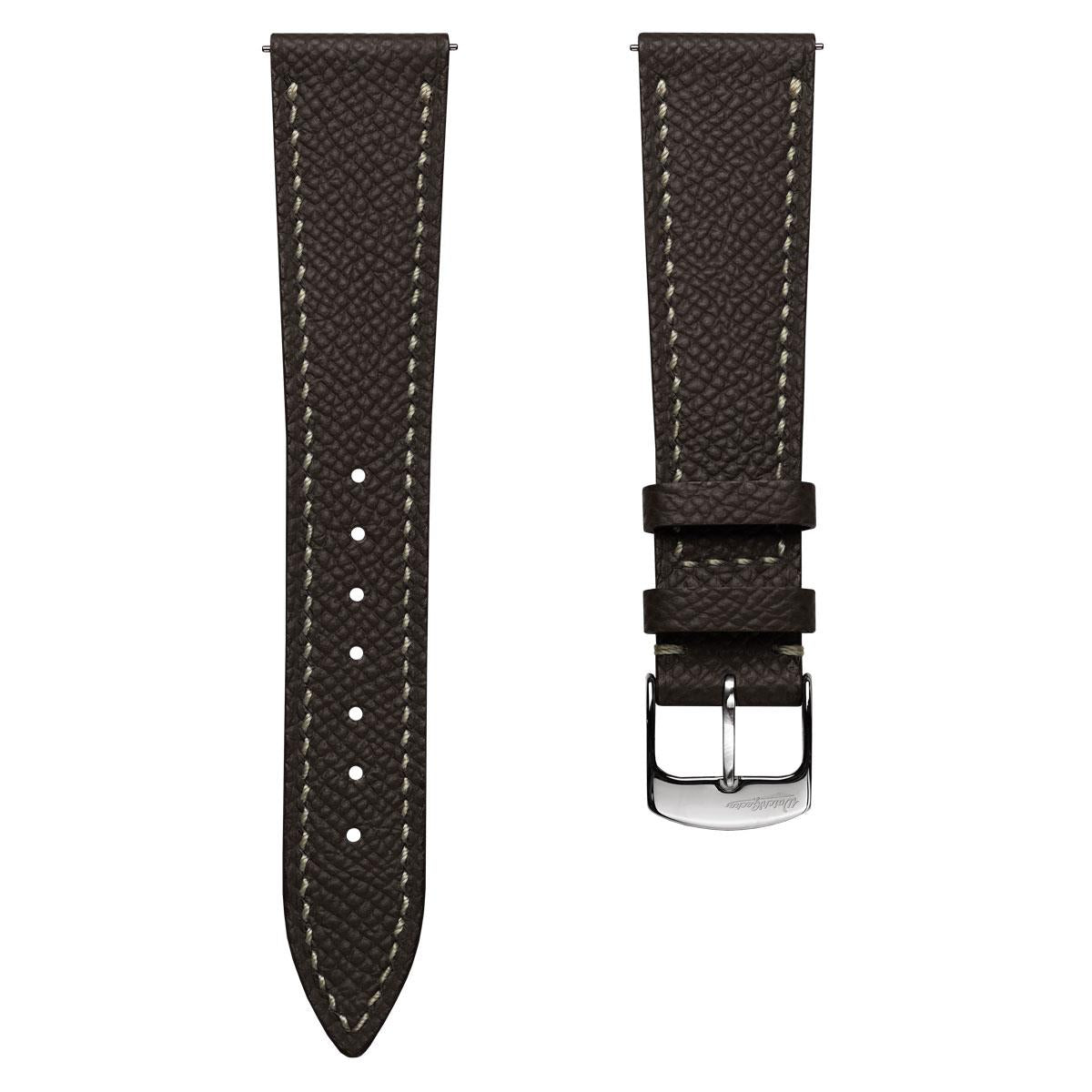 Hanley Epsom Leather Watch Strap - Dark Brown