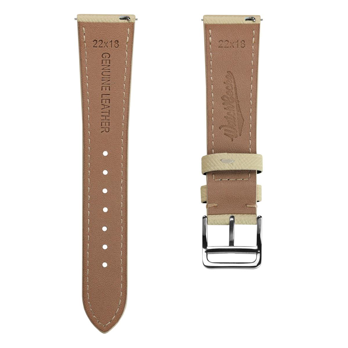 WatchGecko Brixham Classic Saffiano Leather Watch Strap - Off White