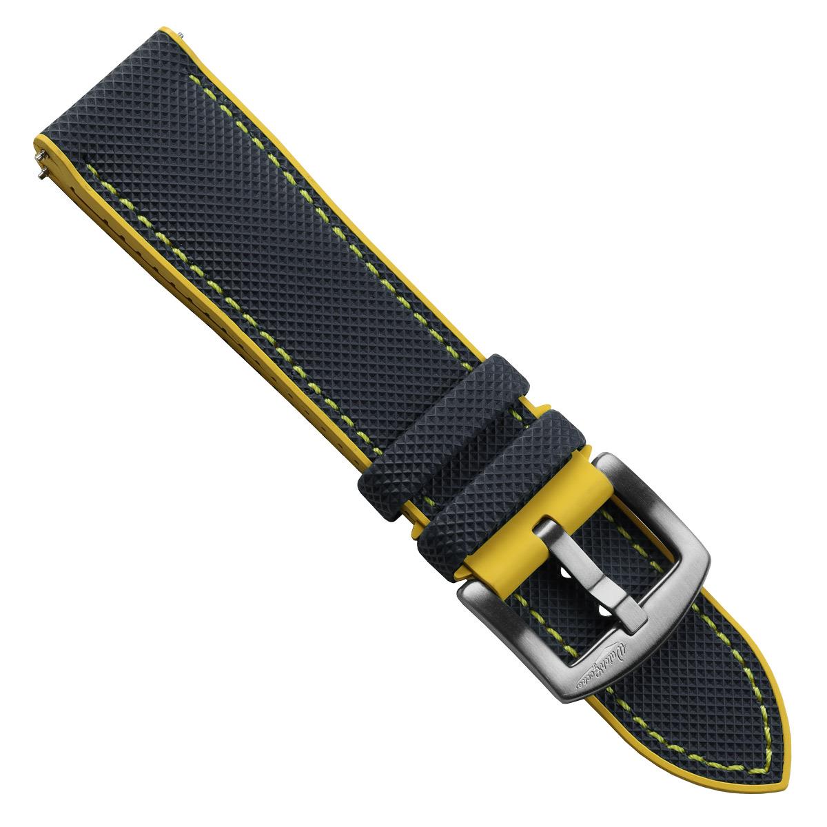 WatchGecko ChronoFKM Rubber Watch Strap - Blue & Yellow