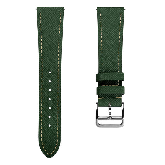 WatchGecko Brixham Classic Saffiano Leather Watch Strap - Jasper Green