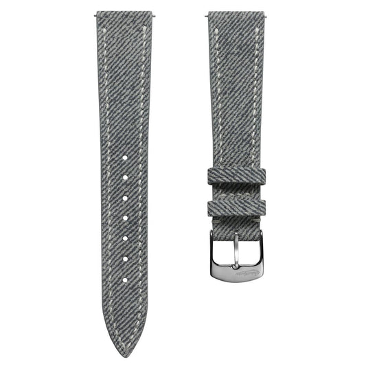 Arbour Hand-Stitched Denim Design Genuine Leather Watch Strap - Grey