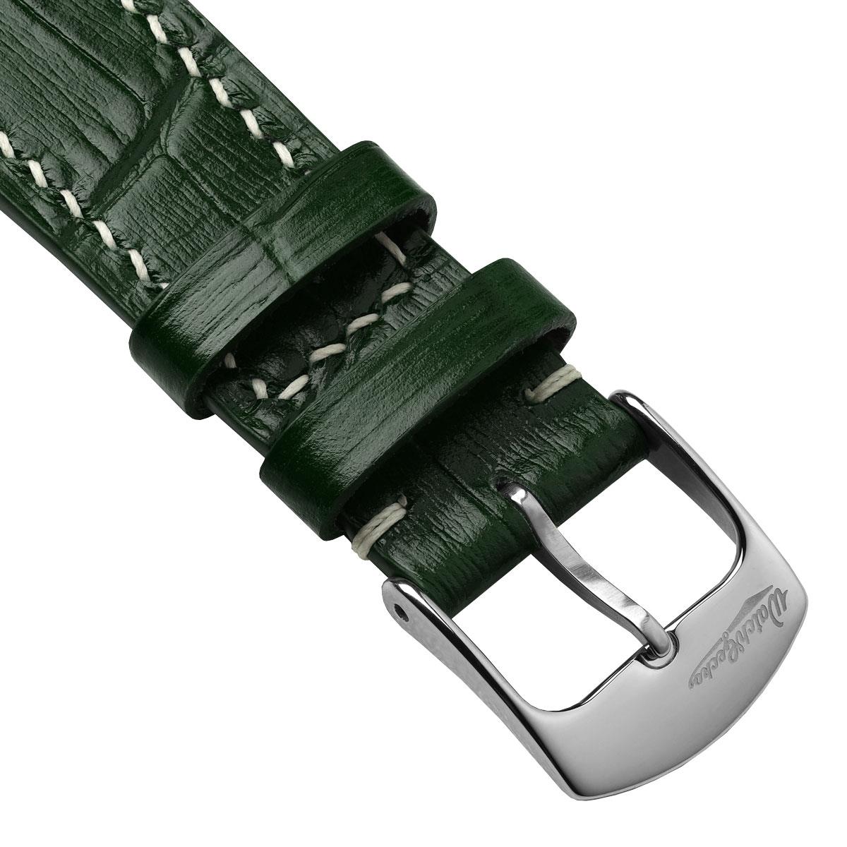 Arnhem Gator Print Genuine Leather Watch Strap - Dark Green