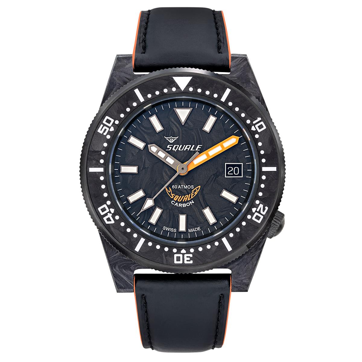 Squale T-183A ORANGE on Rubberized Leather Strap