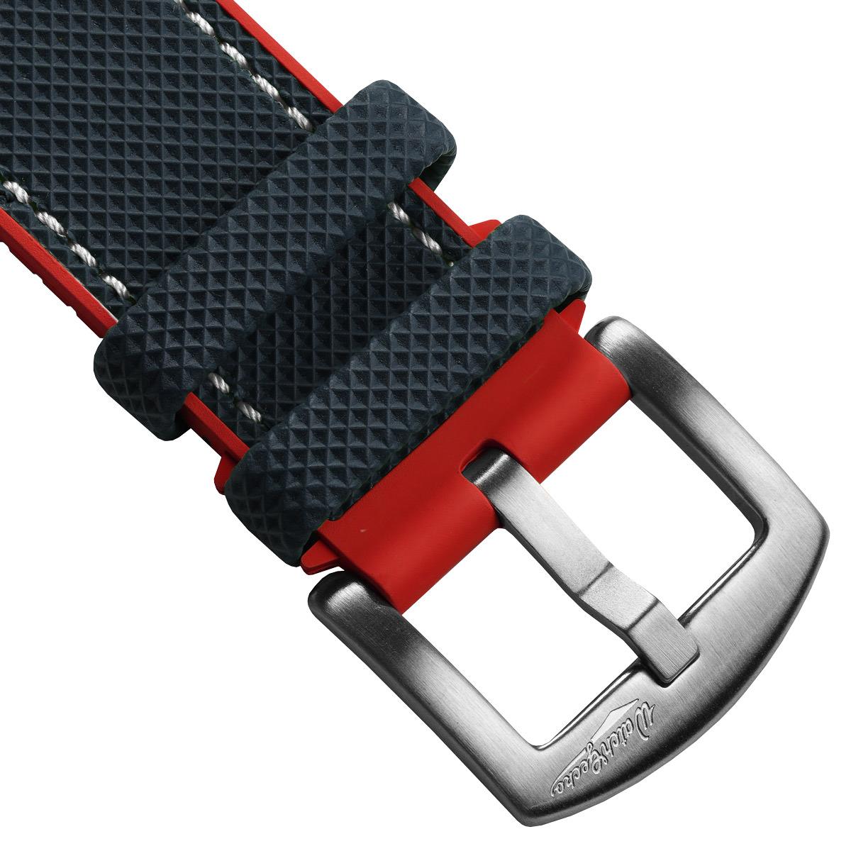 WatchGecko ChronoFKM Rubber Watch Strap - Blue & Red