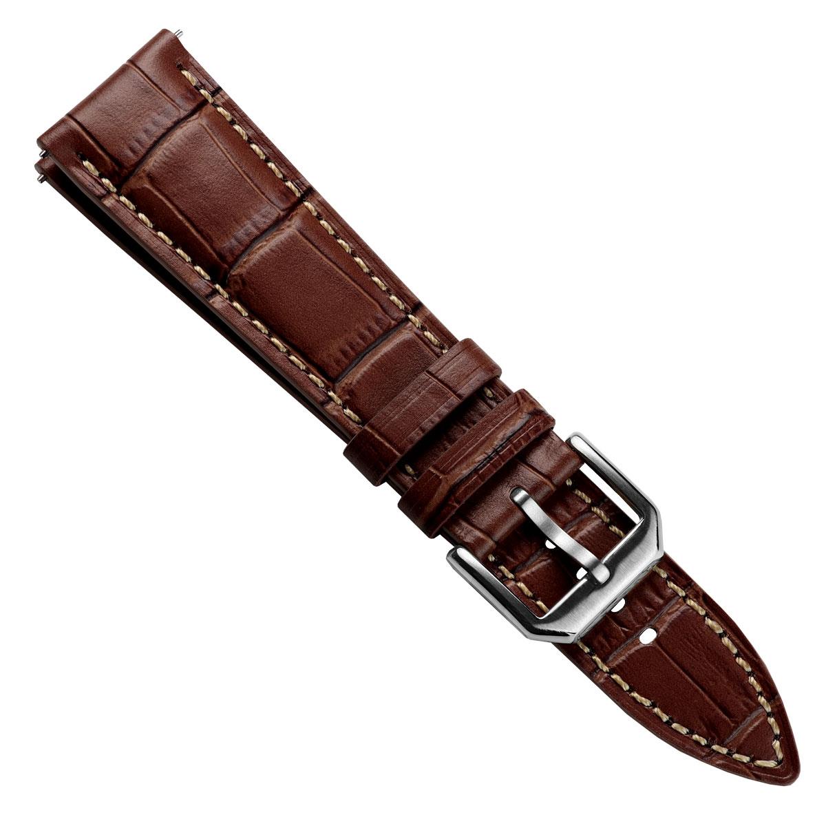 Carolina Gator Print Genuine Leather Watch Strap - Dark Brown