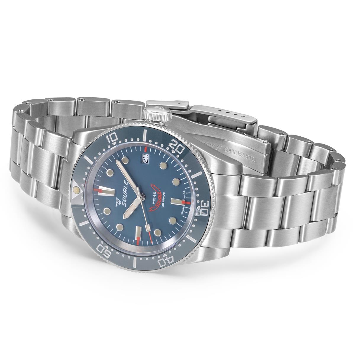 Squale 1545 Grey (Grey Bezel) on Stainless Steel Bracelet