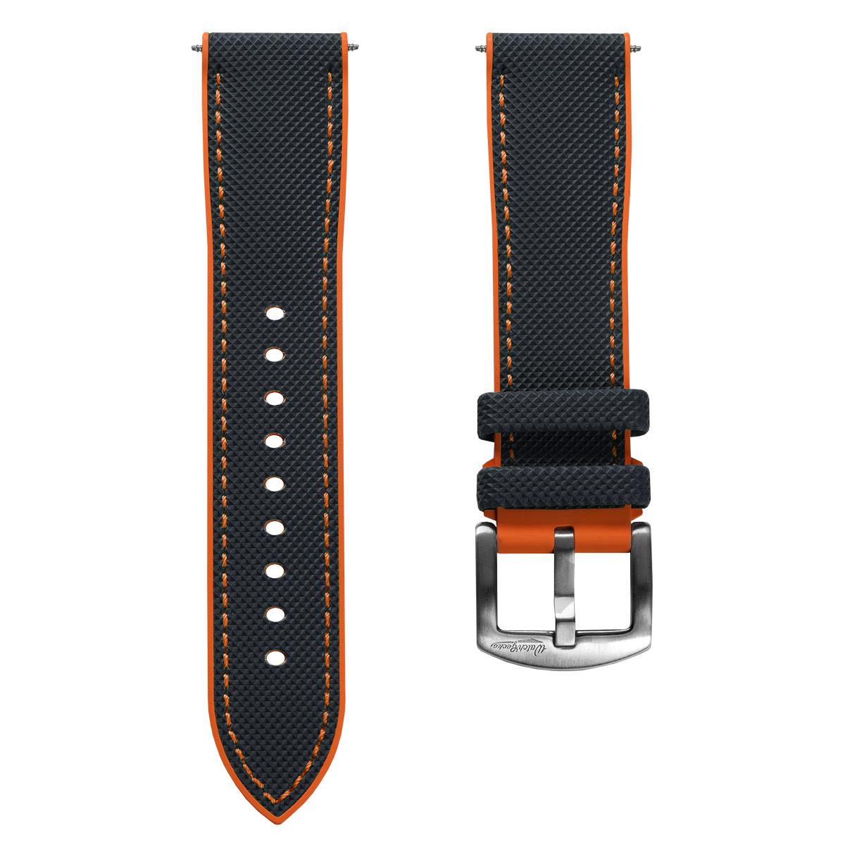 WatchGecko ChronoFKM Rubber Watch Strap -  Blue & Orange