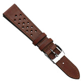 WatchGecko Missouri Perforated Leather Watch Strap - Medium Brown