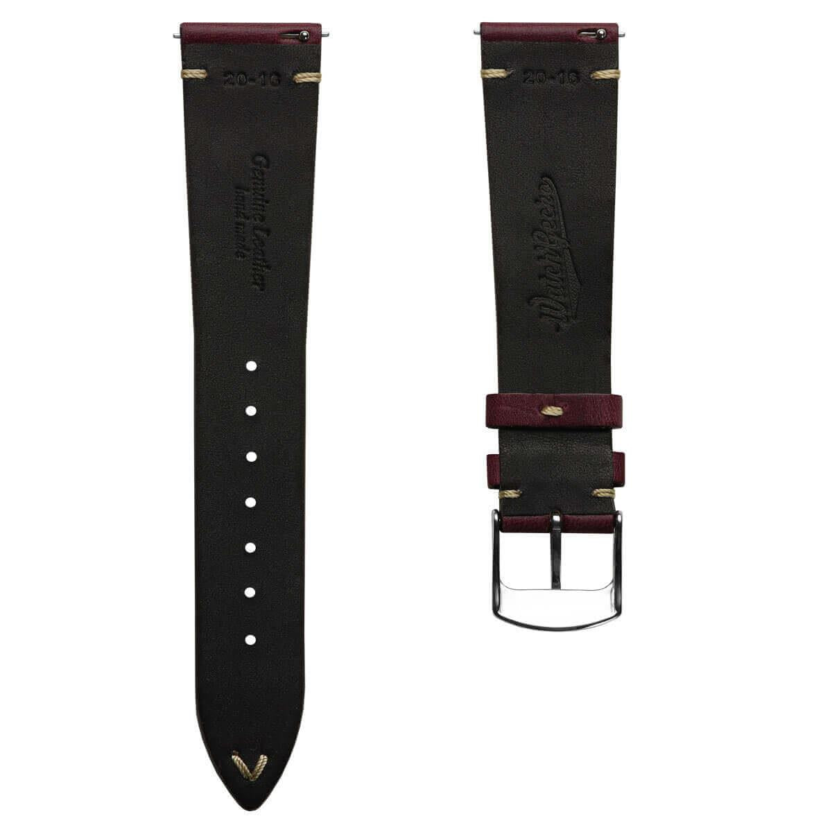 Genuine Horween Chromexcel® V-Stitch Leather Watch Strap - Red