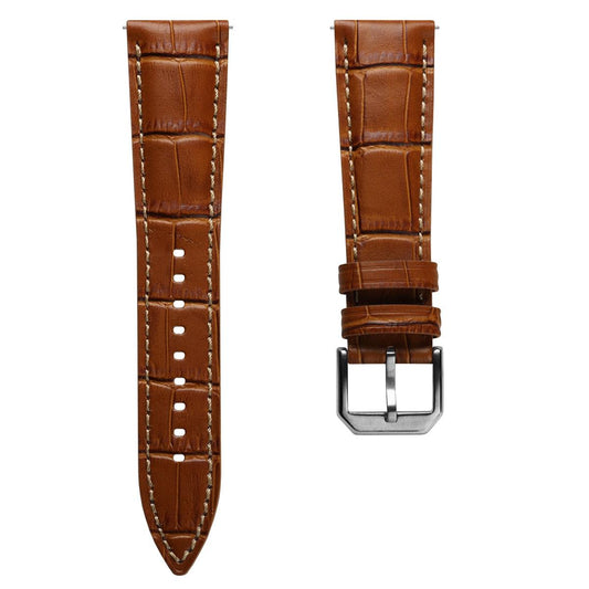 Carolina Gator Print Genuine Leather Watch Strap - Tan