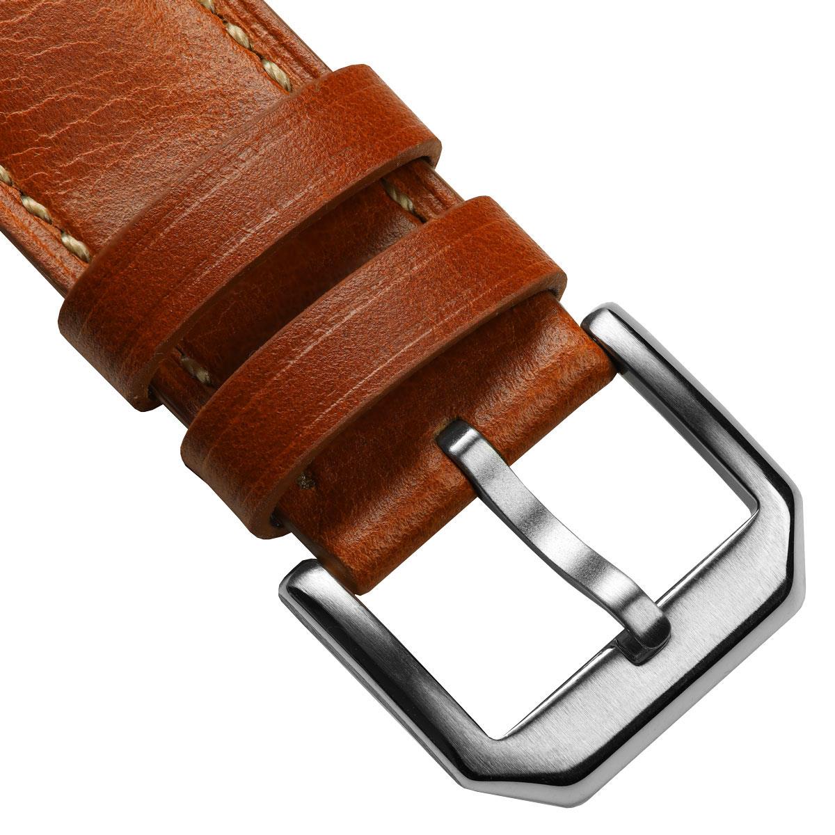 Tenby Classic Padded Genuine Leather Watch Strap  - Rust Brown