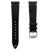 Genuine Horween Chromexcel® V-Stitch Leather Watch Strap - Black