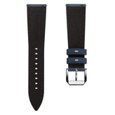 Whitby Vintage Padded Leather Watch Strap - Dark Blue