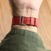 WatchGecko Brixham Classic Saffiano Leather Watch Strap - Red