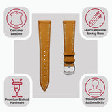 Bourton Hand-Stitched Genuine Italian Leather Watch Strap - Vintage Gold