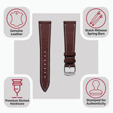 Bourton Hand-Stitched Genuine Italian Leather Watch Strap - Vintage Red