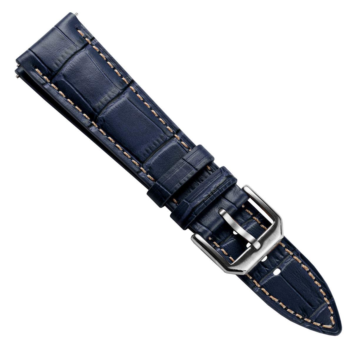 Carolina Gator Print Genuine Leather Watch Strap - Blue