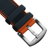 WatchGecko ChronoFKM Rubber Watch Strap -  Blue & Orange