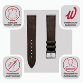 Camden Hand-Stitched Genuine Leather Watch Strap - Dark Brown