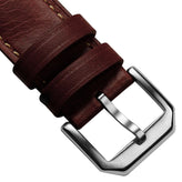 Tenby Classic Padded Genuine Leather Watch Strap  - Chestnut Brown