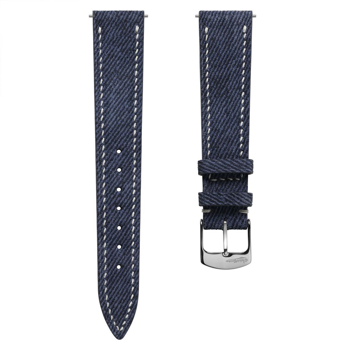 Arbour Hand-Stitched Denim Design Genuine Leather Watch Strap - Navy