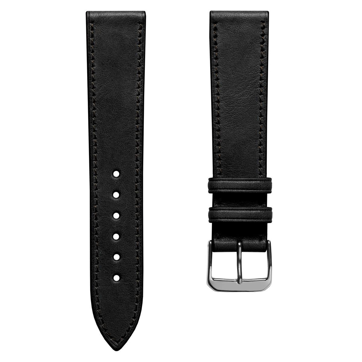 Camden Hand-Stitched Genuine Leather Watch Strap - Black