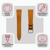 Charlbury V-Stitch Genuine Italian Leather Watch Strap - Vintage Gold