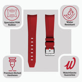 WatchGecko Curved Ends  Rubber Watch Strap - Red