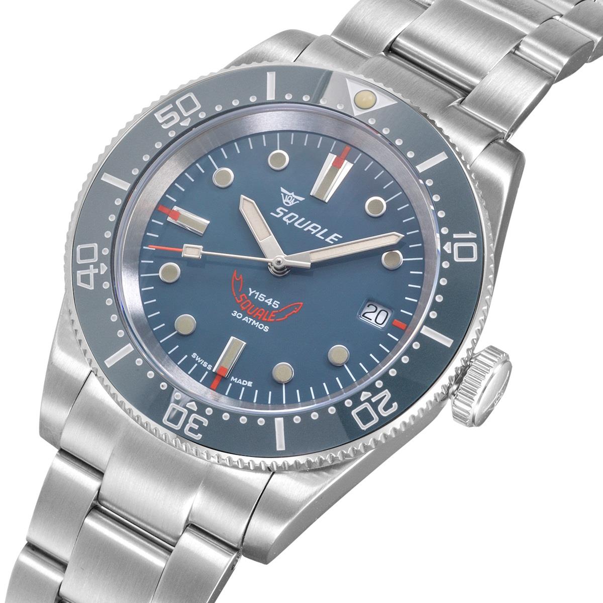 Squale 1545 Grey (Grey Bezel) on Stainless Steel Bracelet