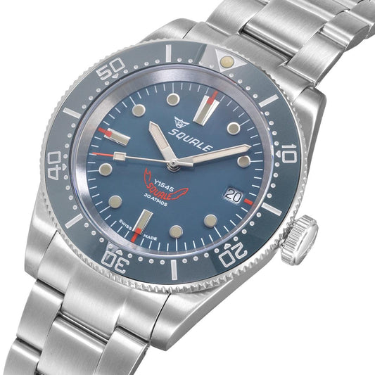 Squale 1545 Grey (Grey Bezel) on Stainless Steel Bracelet