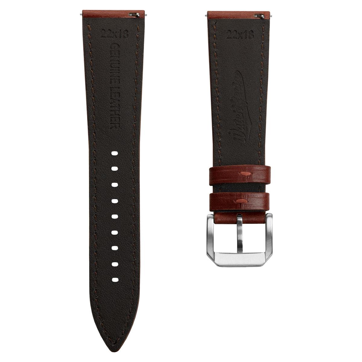 Tenby Classic Padded Genuine Leather Watch Strap - Dark Brown