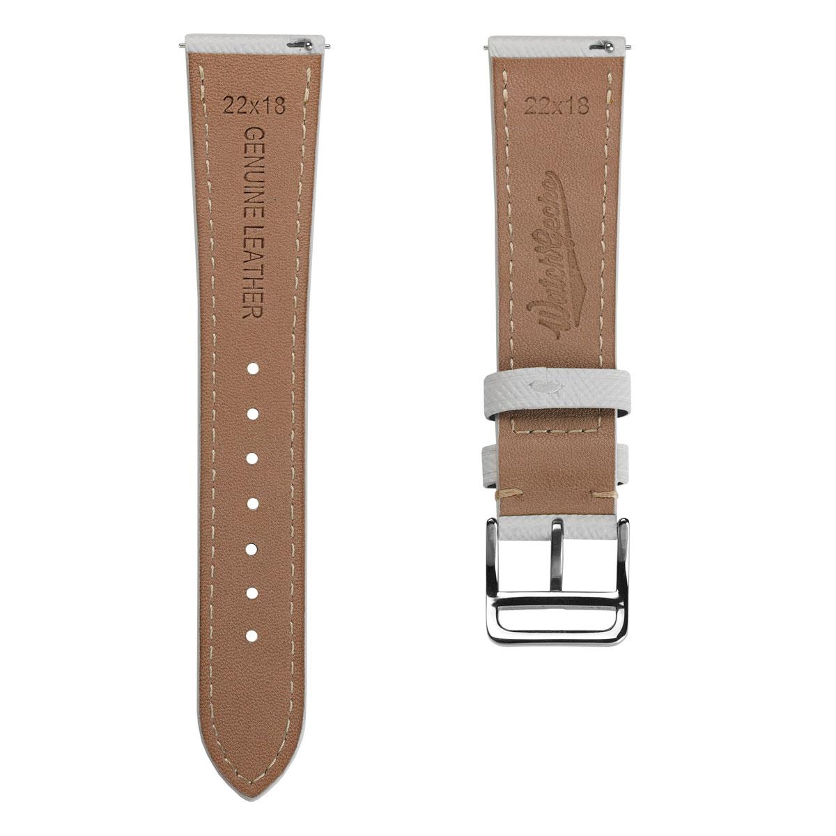 WatchGecko Brixham Classic Saffiano Leather Watch Strap - White