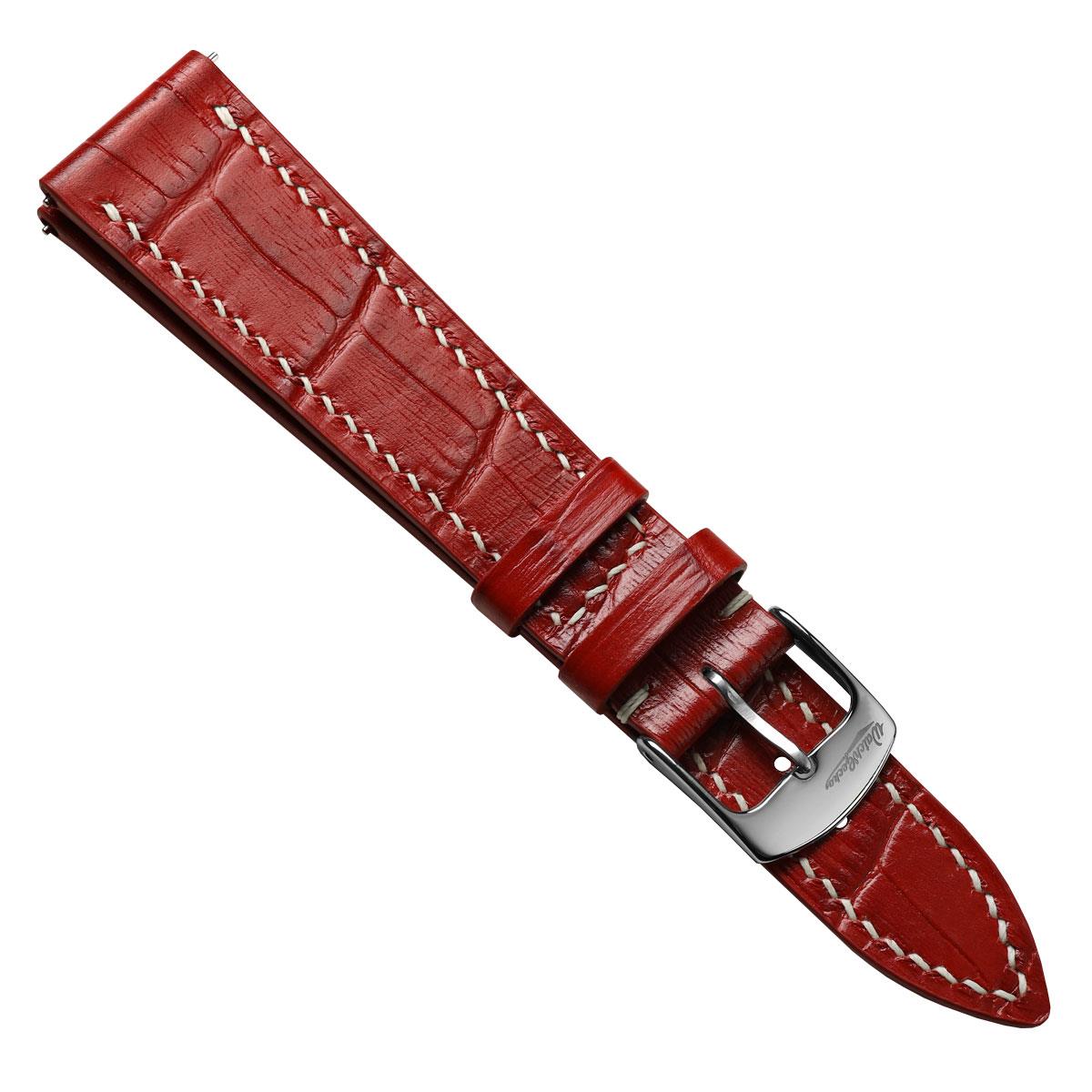 Arnhem Gator Print Genuine Leather Watch Strap - Dark Red