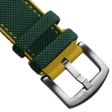 WatchGecko ChronoFKM Rubber Watch Strap - Green & Yellow