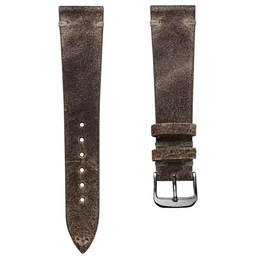 Dexter Cracked Finish Leather Watch Strap - Matte Mahogany