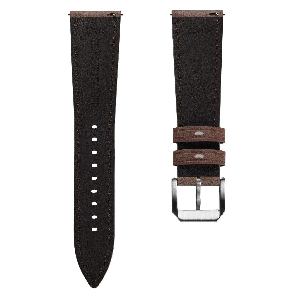 Whitby Vintage Padded Leather Watch Strap - Chestnut