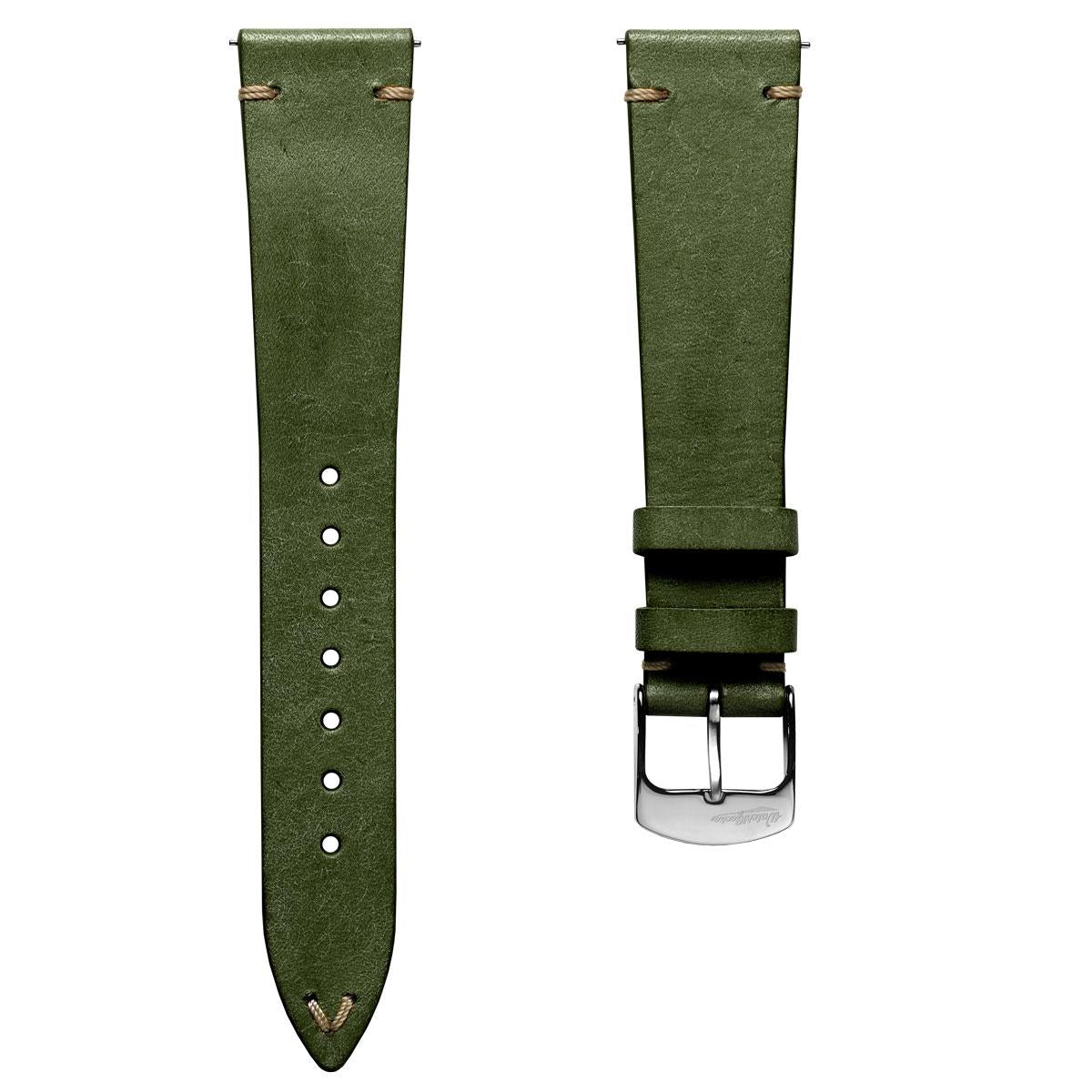 Charlbury V-Stitch Genuine Italian Leather Watch Strap - Seaweed