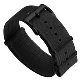 WatchGecko Ridge Military Nylon Watch Strap - Black - PVD IP Black