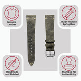 Dexter Cracked Finish Leather Watch Strap - Matte Forest Green