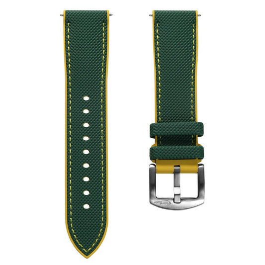 WatchGecko ChronoFKM Rubber Watch Strap - Green & Yellow