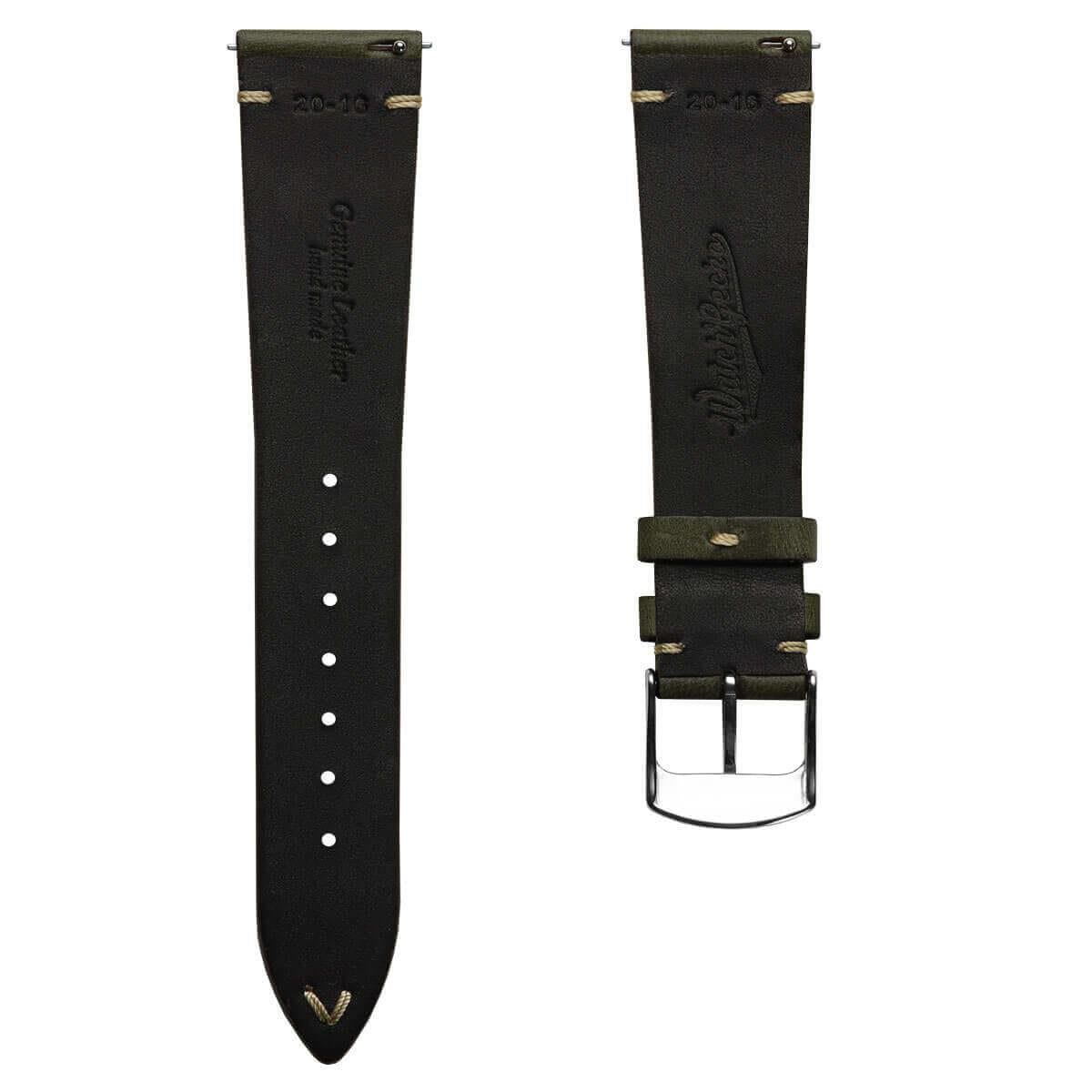 Genuine Horween Chromexcel® V-Stitch Leather Watch Strap - Green