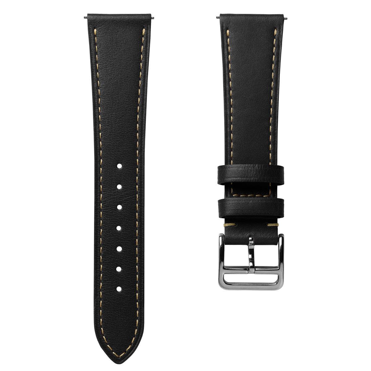 Brixham Special Buckle Classic Leather Watch Strap - Black