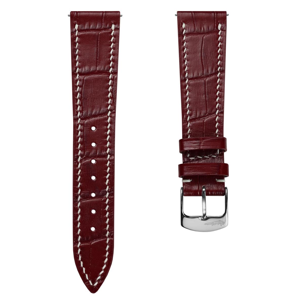 Arnhem Gator Print Genuine Leather Watch Strap - Burgundy