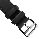 Brixham Special Buckle Classic Leather Watch Strap - Black / Black