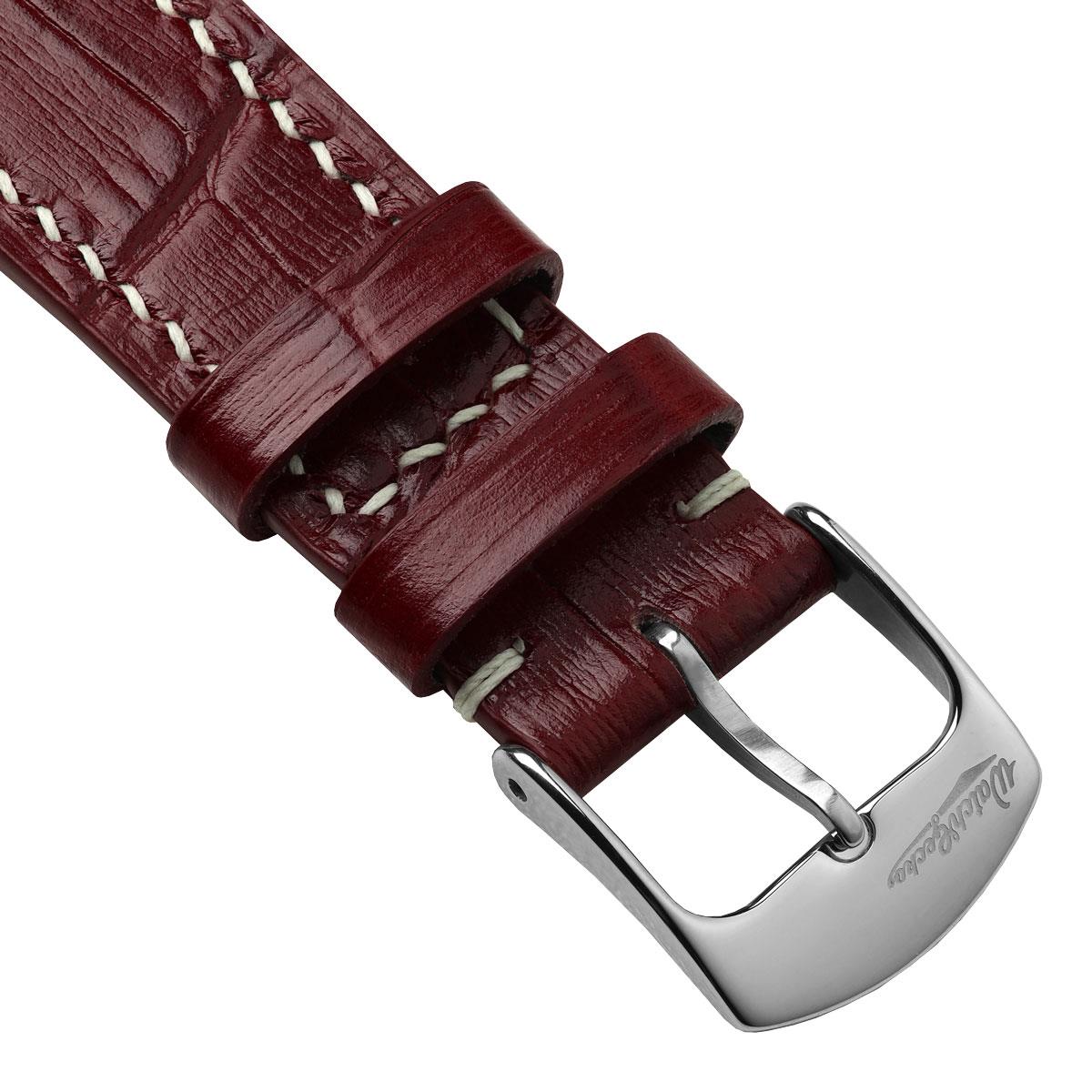 Arnhem Gator Print Genuine Leather Watch Strap - Burgundy